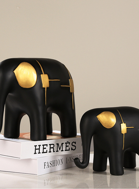 极简大象抽象树脂摆件客厅玄关酒店办公室北欧轻X奢高档装饰品