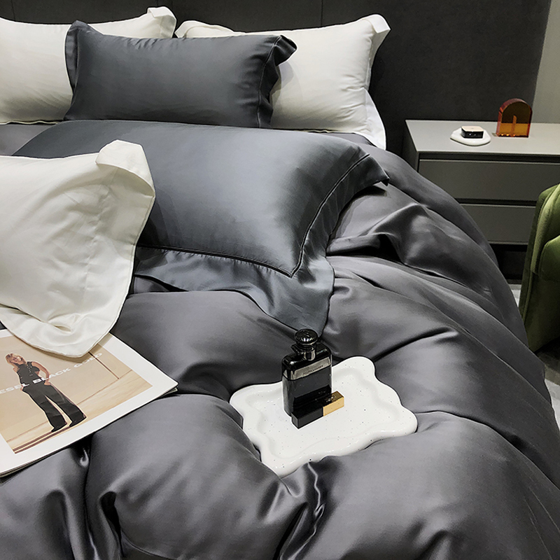 轻奢纯色酒店样板房亲肤丝滑80S天丝四件套简约柔滑高Z档床上用品