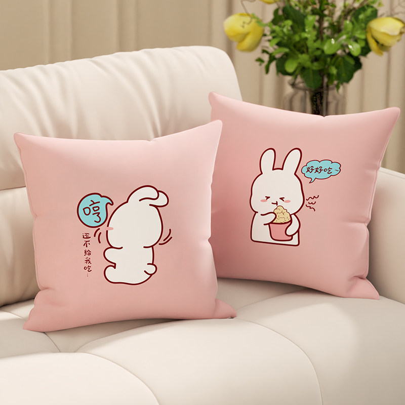 抱枕沙发客厅办公室q靠枕家用卡通方形超柔车内抱枕套不含芯