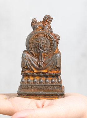 原中式国风仿铸铁抱鼓q石门墩桌面小摆件茶宠自然色纯手工摆放