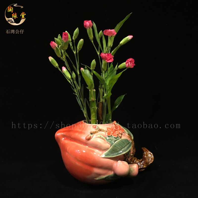 石湾公仔仙桃柚子陶瓷摆件 客厅卧M室玄关电视柜乔迁贺寿