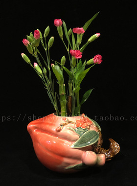 石湾公仔仙桃柚子陶瓷摆件 客厅卧M室玄关电视柜乔迁贺寿