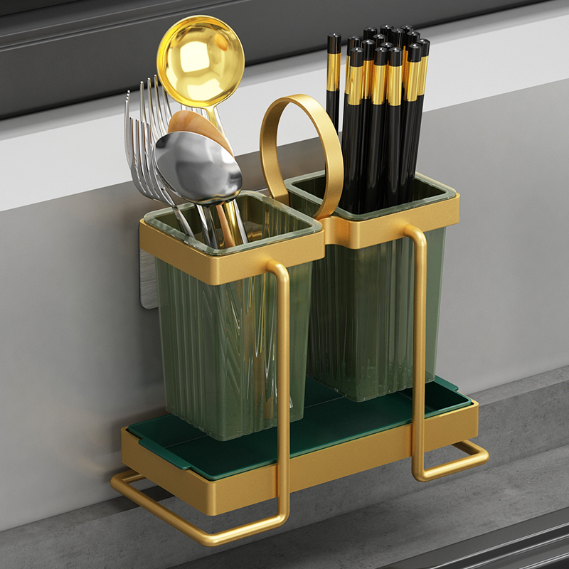 筷子收纳盒壁挂台面n筷子桶厨房置物架刀叉勺子筷子可沥水收纳盒