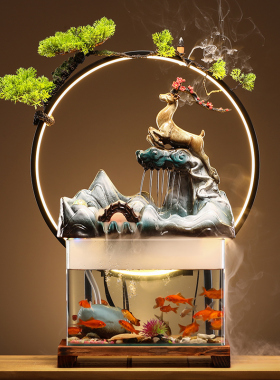 循环流水器生财客j厅创意装饰品摆件办公室小鱼缸桌面招财开业礼