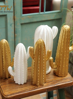 北欧简约风白金色仙人掌仙人柱家居饰品J客厅样板房创意装饰品摆