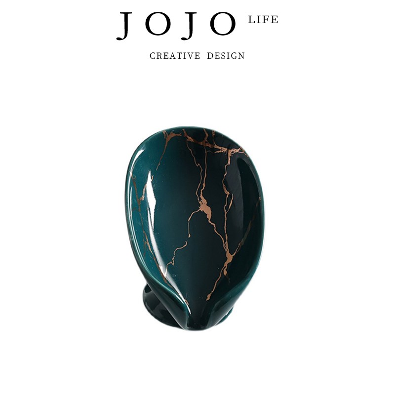 S L. PiDol收纳家用北欧陶瓷简约沥水肥皂盒  卷叶