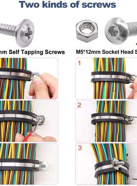 136PCS电缆夹组合套件304不锈钢橡胶垫管夹10 种尺寸跨境热销组合