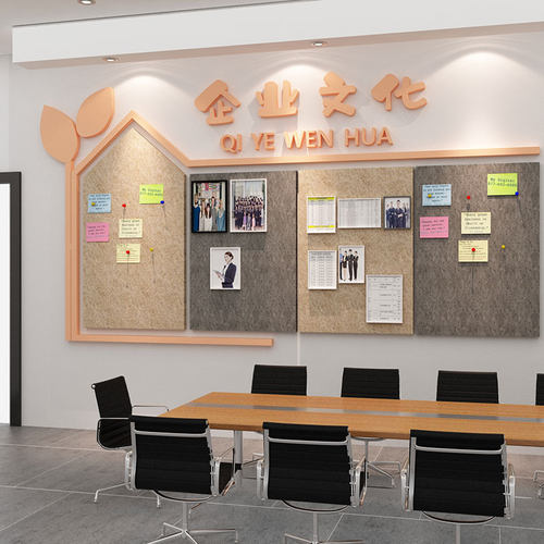 毛毡板公告示栏企业文化墙面办公B室装饰公司员工风采照片展示布