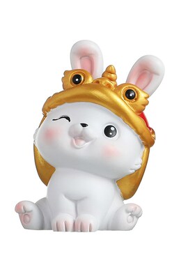 国潮可爱招财兔摆件办公室桌面卡通兔公仔车载饰品U春节新年小礼