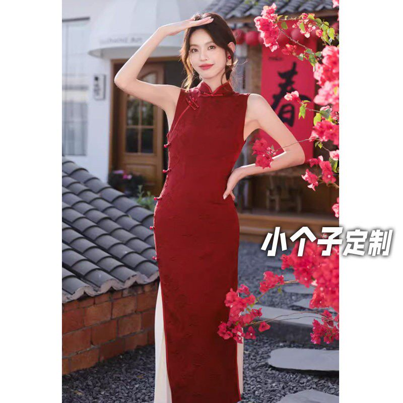 150小矮个子新中式国风洋装女夏高级感礼服收腰中长版改良旗袍