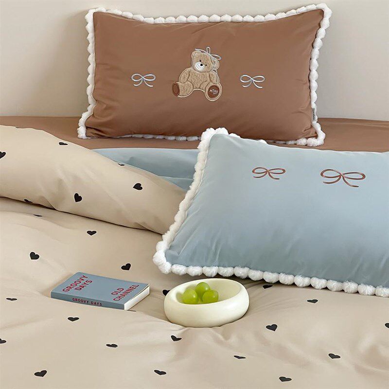 100支澳棉磨毛绣花纯棉四件套 卡通毛巾绣高支全棉被套床上用品