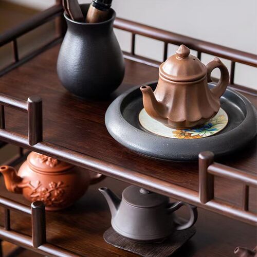 三层50cm加宽带屏栏茶杯架子茶具收纳架茶桌紫砂壶摆Z放架博古架