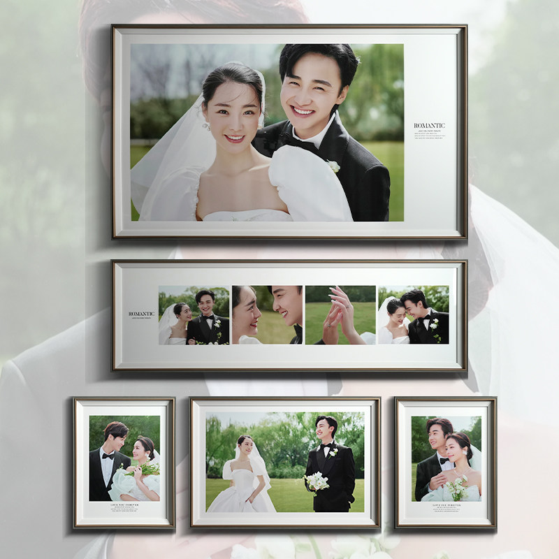 影楼挂墙相框组合套餐制作婚纱照结婚照片婚礼高端相册框定制摆台