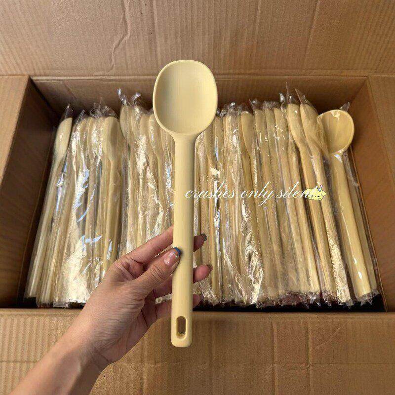 黄色食品级矽胶浅口汤勺火锅勺副食品汤匙锅铲炒菜铲子不沾锅专用