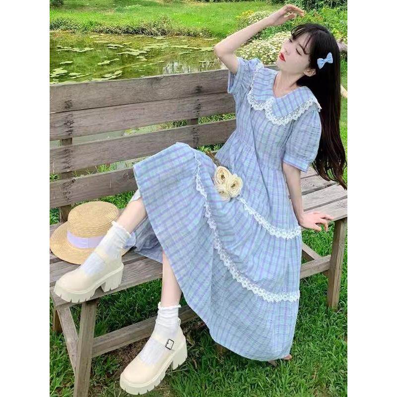 大码法式甜美娃娃领洛丽塔公主裙子夏季胖mm300斤萝莉少女连衣裙