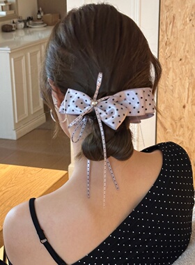 韩系甜美波点蝴蝶结香蕉夹女百搭