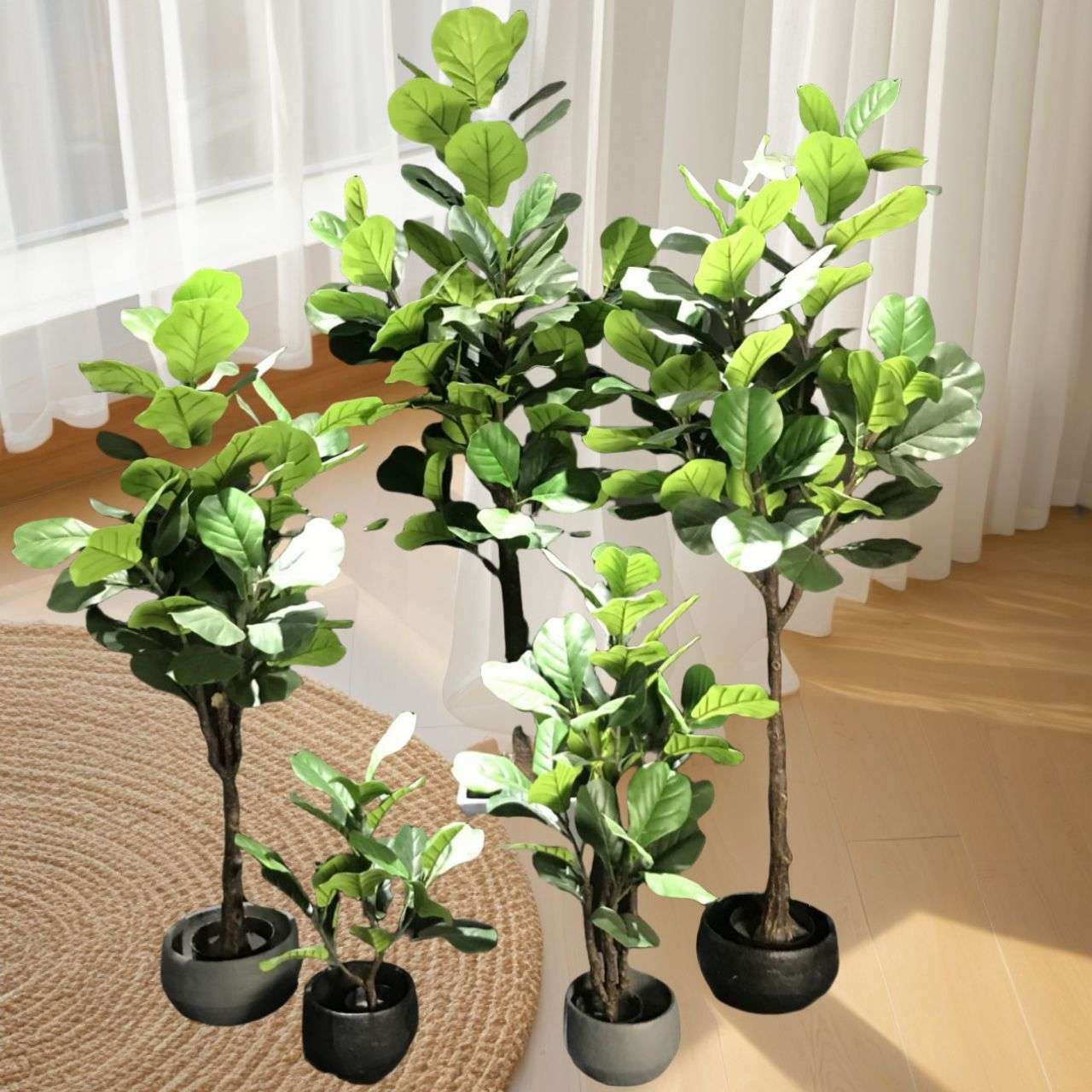 仿真琴叶榕假树北欧绿植落地可拆装分体盆景盆栽商场创意摆件