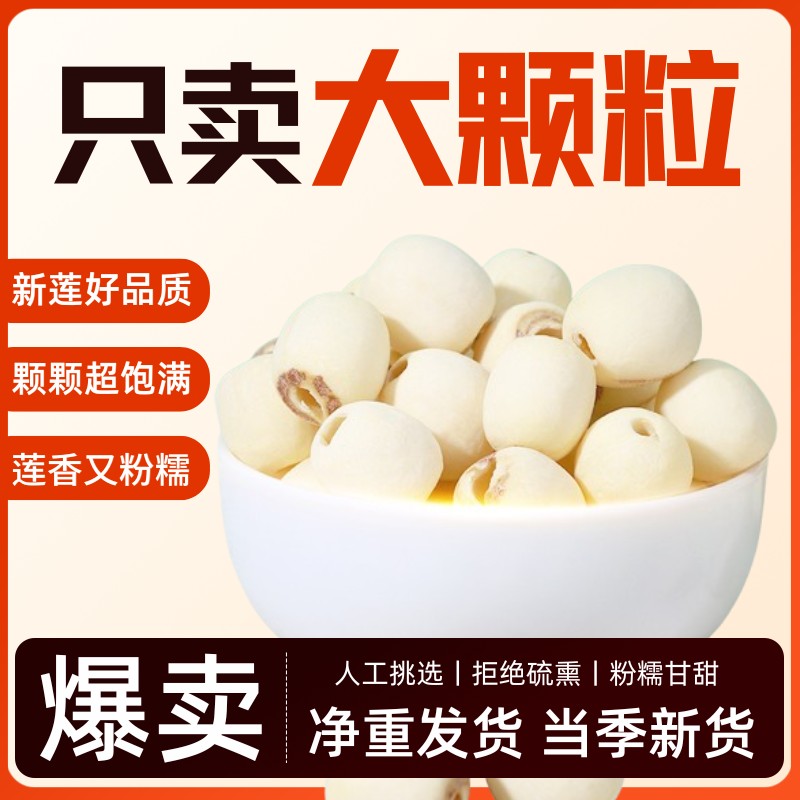 【大颗粒新货】湘潭白莲子干货净重去芯大粒新鲜银耳煮粥煲汤百合