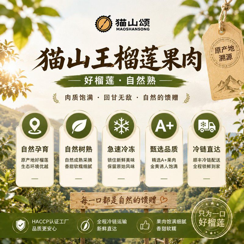 【顺丰冷链包邮】猫山王A级榴莲果肉自然树熟软糯香甜