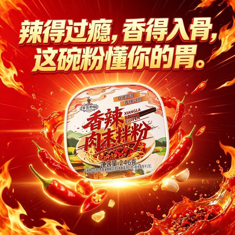 贵州特产0添加手工米粉地道风味吃到的街头美味美食晚上夜宵速食