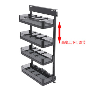 橱柜拉篮半墙拉篮卫生间干湿分离侧装 N多层置物架储物边柜 抽屉式