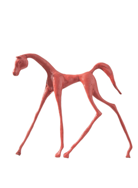 新中式铸a铁红色抽象马客厅摆设现代简约家居玄关博古架样板房摆