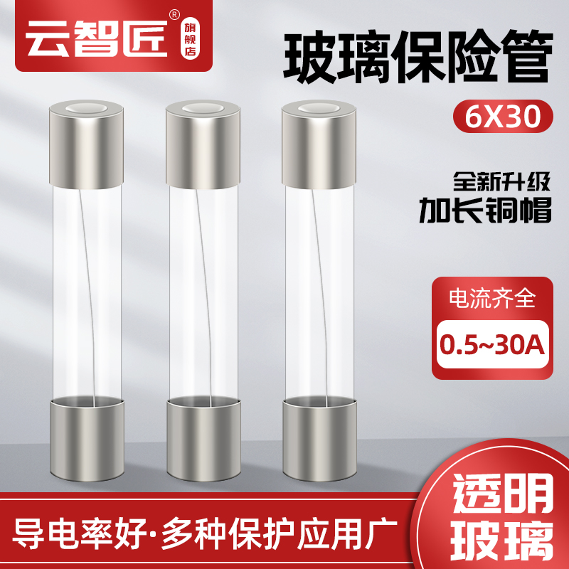 6*30玻璃保险管保险丝熔断器250V 0.5 1 2 3A 4 5A 6 8 12 20 10A