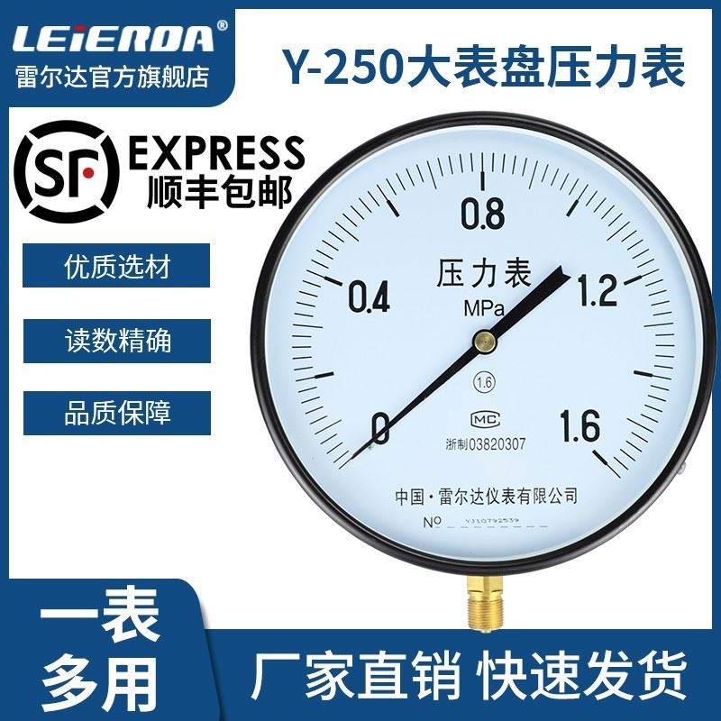 雷尔达超大表盘压力表Y250普通压力表气压液压通用表盘25公分