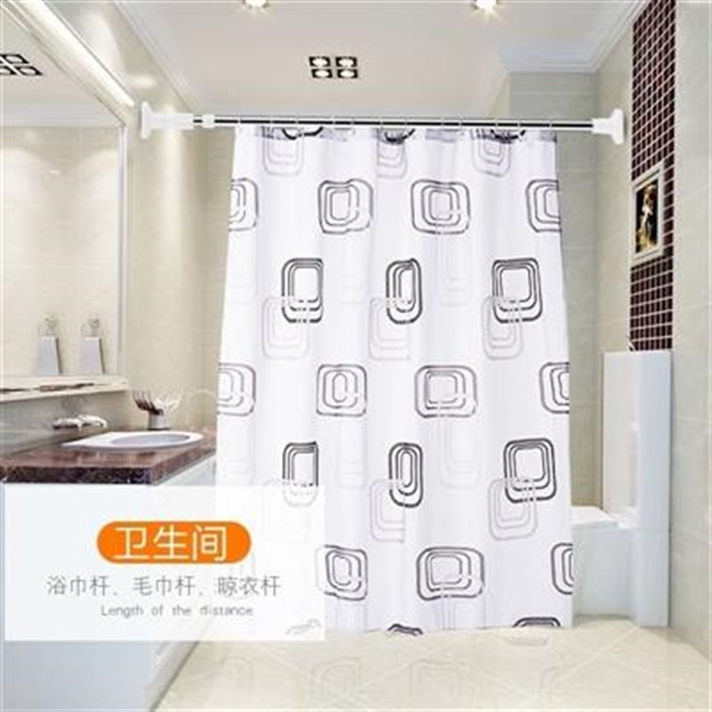 棒杆短毛巾挂杆免打孔撑杆门帘杆免打钉晾衣杆衣柜挂弹簧迷你伸缩