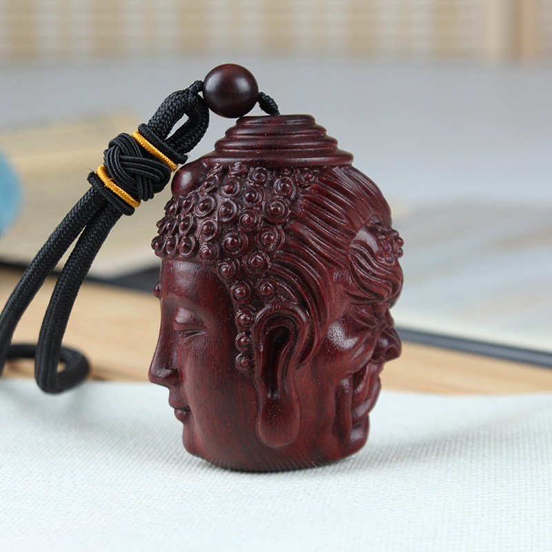小叶紫檀木雕工艺品m手工雕刻佛魔一念之间手把件佛头吊坠手玩把