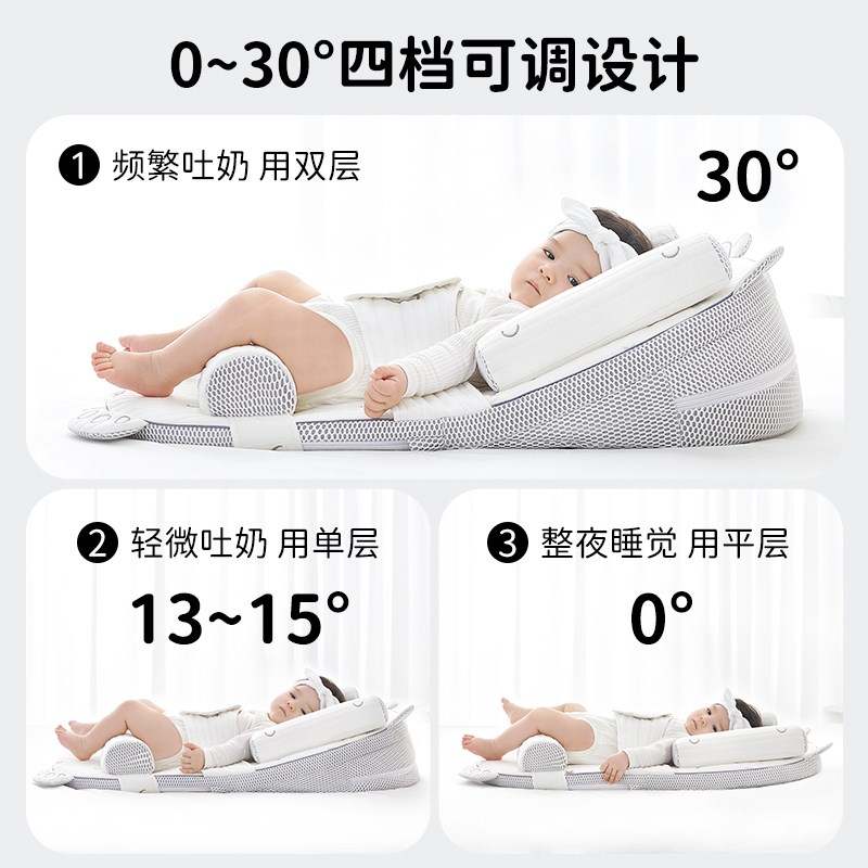 斜坡枕婴儿防吐奶躺睡神器喂奶斜坡垫宝宝防呛奶S床中床新生婴儿
