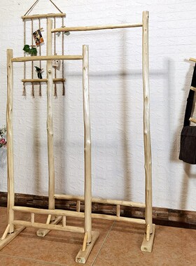 创意北欧原木风装饰衣帽架简约实木挂衣架服装店展示衣架隔断屏风