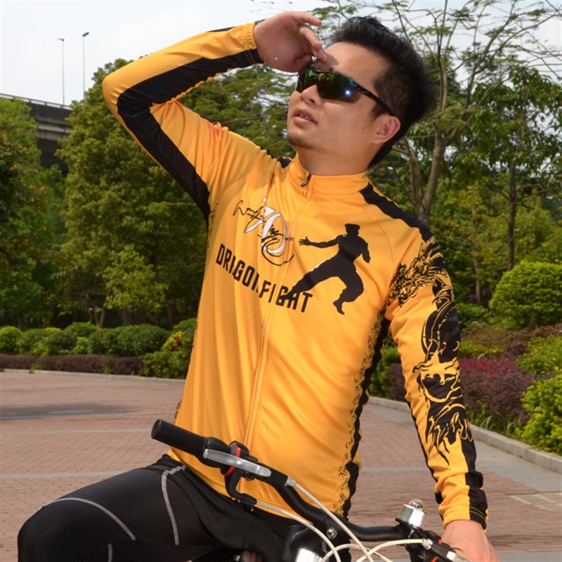 经典李小龙男士长袖骑行服上衣 春夏薄款骑行服 透气防晒装备