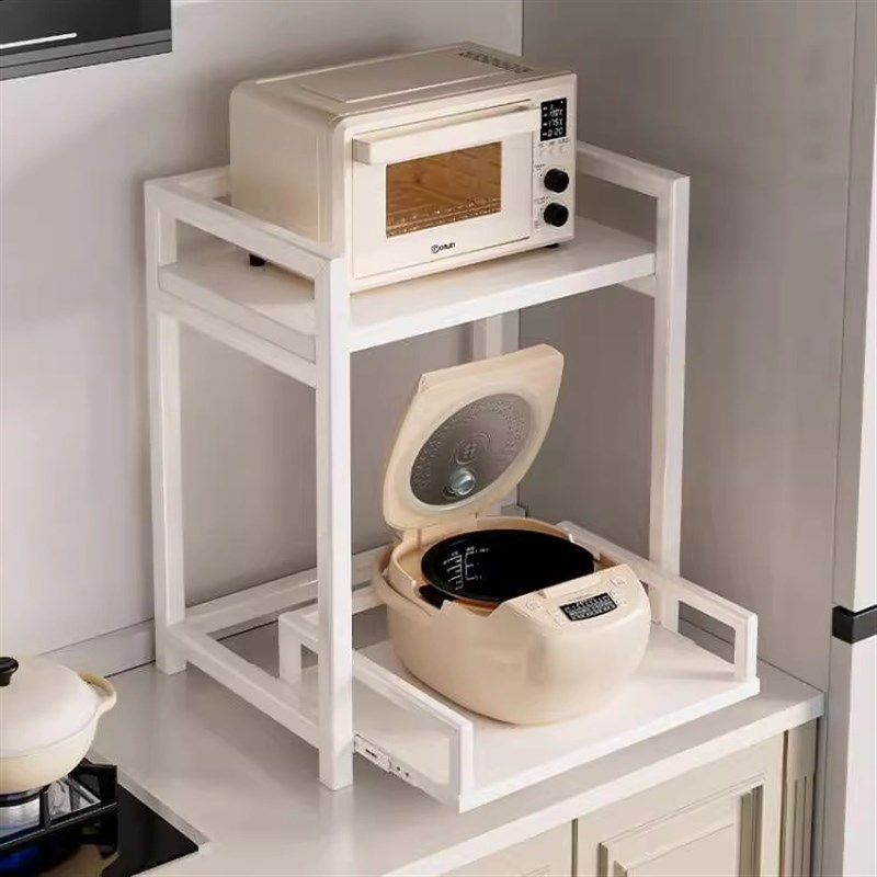 电饭煲置物架厨房台面多功能桌面分层空气炸锅微波炉收纳架子一体