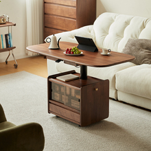 北美黑胡桃木升降茶几去客厅化实木书桌小户型边几可移动茶台餐桌