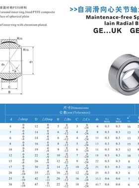 自润滑向心关节轴承GE4C 5C 6C 8C 10C 12C 15C 17C 20C 25C30CUK