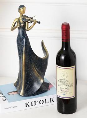 创意高档客厅红酒架小提琴摆件家居玄关酒柜装饰品餐桌电视柜摆设