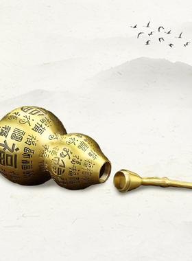 黄铜百福葫芦摆件纯铜葫芦摆件金属工艺品办公室客厅铜葫芦摆件