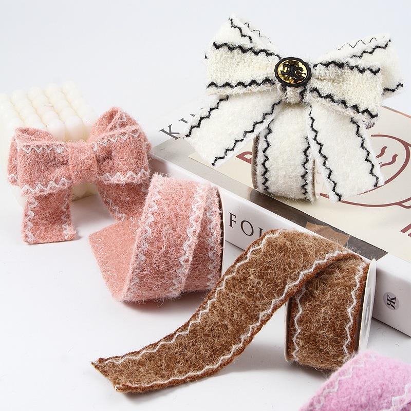 单面纯色波浪边浮毛织带手工蝴蝶结丝带diy材料礼盒包装草帽织带