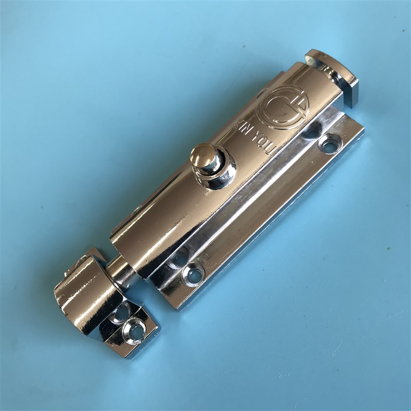 海坦 LS406 开关柜插销 按钮式门窗自动弹簧插销 明装门栓防盗4寸