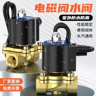 6分1寸2寸淋水阀AC220V DC24V 常闭电磁阀2W室外防水控制阀2