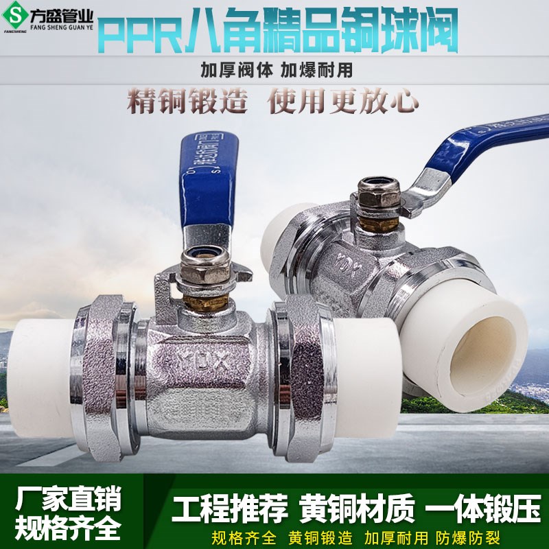 热熔4分20开关八角双活接全铜阀门球阀ppr水管管件配件开关接头