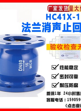 HC41X16球墨铸铁法兰式消声立式止回阀水泵管弹簧逆止单向阀DN100
