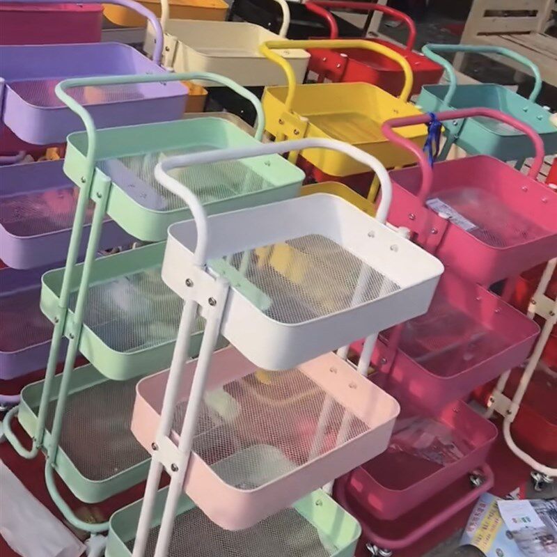 全金属拉斯克手推车厨房置物架婴儿新生儿用品带轮移动落地收纳架