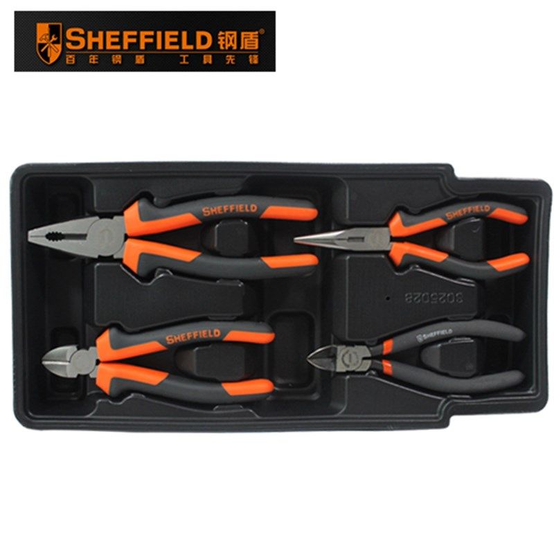 钢盾S025028 4件钳子组套塑胶手柄 尖嘴钳 斜嘴钳 钢丝钳 水口钳