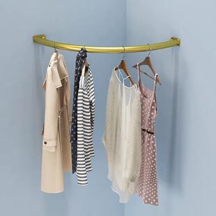 墙角挂衣架壁挂墙上挂衣架靠墙斜角晾衣杆简易墙角衣帽架