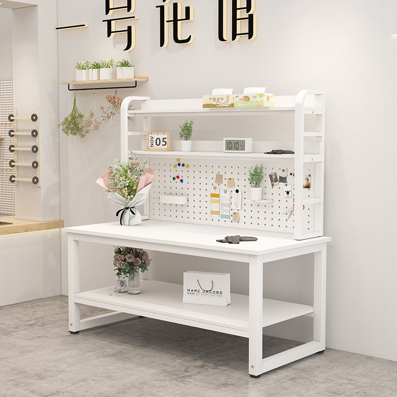 花店工作台打包桌仓库快递打包台电子服装厂裁剪台操作桌带置物架