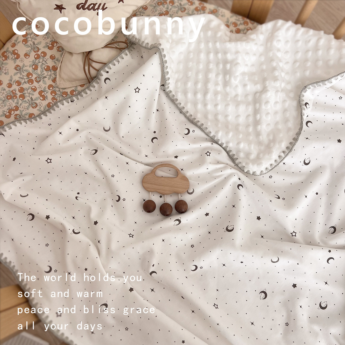 cocobunny婴儿豆豆绒盖毯针织棉透气安抚毯宝宝儿童午睡四季盖被