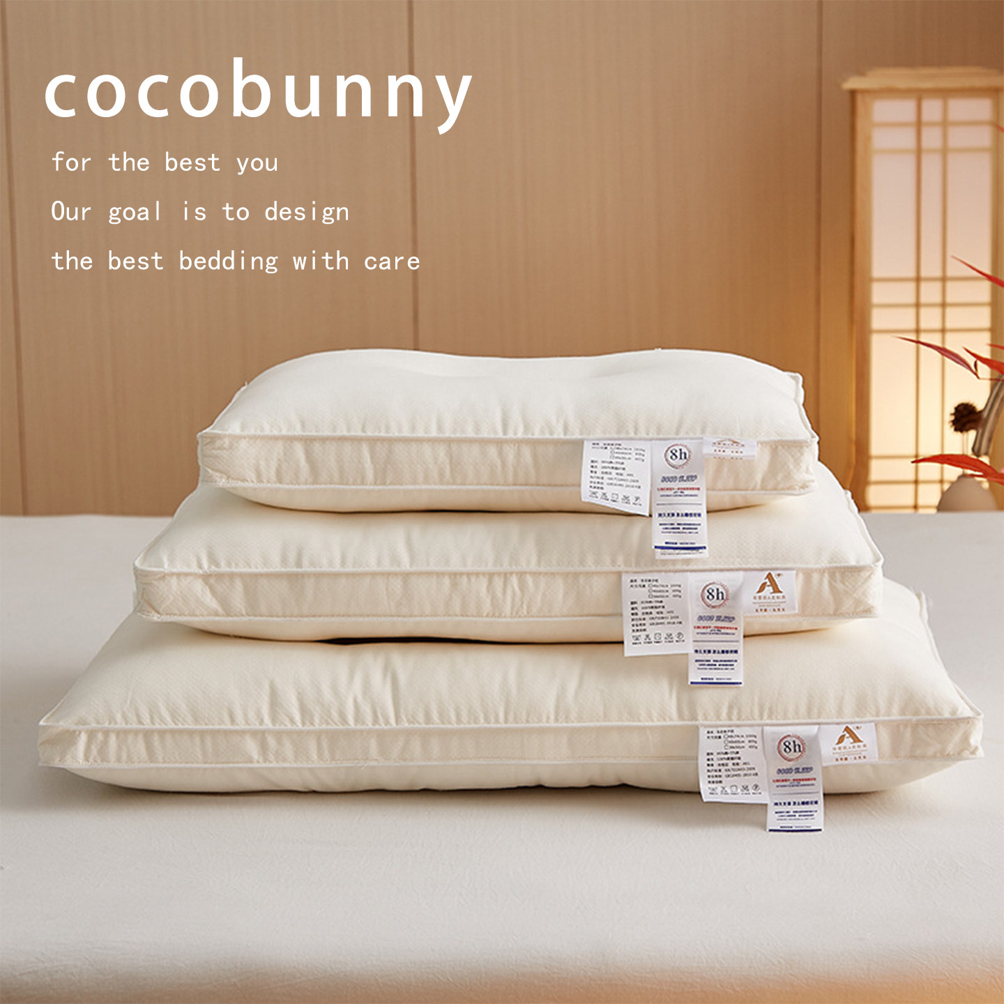 cocobunny棉麻枕头A类婴儿透气枕芯儿童学生成人通用纯棉护颈枕头