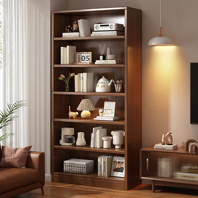 置物架实木家用书架靠墙客厅电视机旁边的储物柜子儿童阅读区书柜